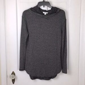 Daily Ritual Long Sleeve Hooded Pullover Top Striped Size M